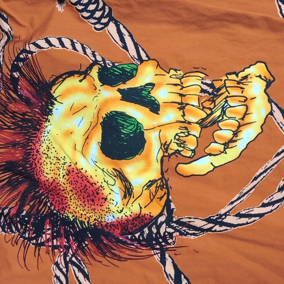 *NWT* Y2K Ed Hardy Punk Skulls & Rope Long Sleeve Button Down Size XXL Orange - Picture 12 of 14